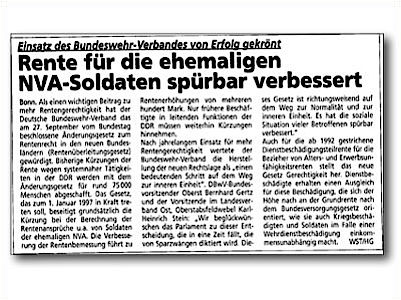 Zeitungsartikel: Einsatz des BundeswehrVerbands von Erfolg gekrönt