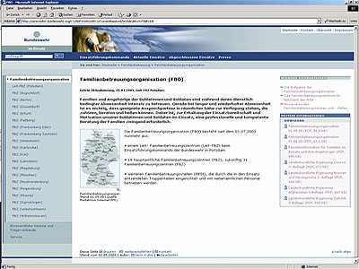 Screenshot von der Homepage der Bundeswehr
